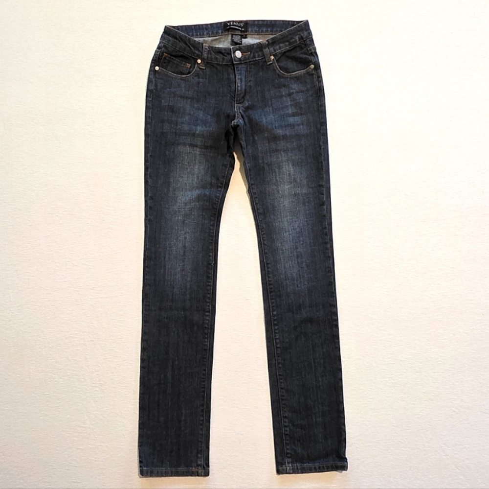Venus The Goddess Fit Jeans Dark Wash Straight Leg Cotton Denim Y2K